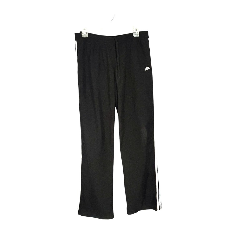 Nike Women's Polyester Track Pants Elastic Waist Black L 12-14 Blue/White Stripe